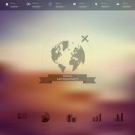Blurred background with globe badge and ribbon element Vintage style N2