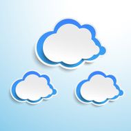 Three Blue Paper Clouds