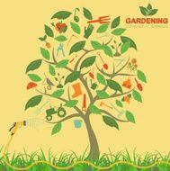 Garden work infographic elements Working tools set N27
