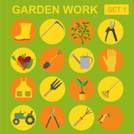 Garden work icon set Working tools N7