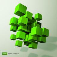 Abstract composition of green 3d cubes
