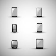 Set of Modern and Vintage Mobile Gadget Illustrations