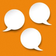 Three White Communication Speech Bubble Orange Stripes