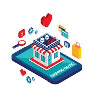 Flat 3d isometric design concept Shopping and e-commerce N5