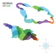 Abstract vector color map of Georgia with transparent paint effect
