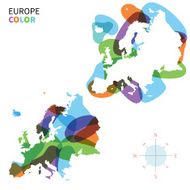 Abstract vector color map of Europe with transparent paint effect