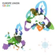 Abstract vector color Political map of Europe with paint effect