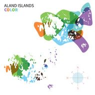 Abstract vector color map of Aland Islands with transparent paint