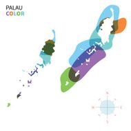 Abstract vector color map of Palau with transparent paint effect