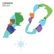 Abstract vector color map of Lebanon with transparent paint effect