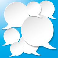 White Communication Speech Bubbles Blue Background