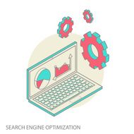 Isometric design modern concept of website analytics and SEO data N10