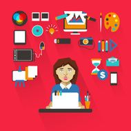 Profession of people Flat infographic Graphic designer