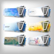 Big Infographic banners set origami styled vector N9