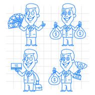 Doodle businessman money and reward N2