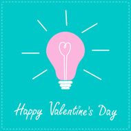 Pink bulb with heart inside Idea concept Happy Valentines Day