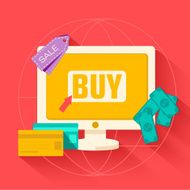 flat e-commerce internet buy background vector concept illustration design