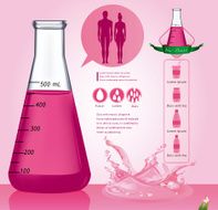 Test-tube with pink liquid infographics - Illustration