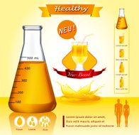 Test-tube with yellow liquid infographics - Illustration