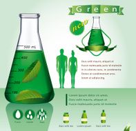 Test-tube with green liquid infographics