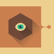 Hexagon beige eye symbol