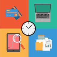 Vector Business Concept Laptop tablet paper