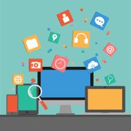 Vector of Social Media set Laptop tablet smartphone Notebook icon