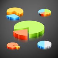 Metallic infographics pie graph set