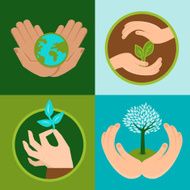 Vector ecology signs and symbols in flat style