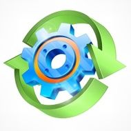 Gear with green arrows