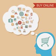 head thought idea Internet shopping vector