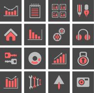 Icons with charts and graphs