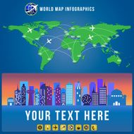 World map and city infographics vector format credit NASA