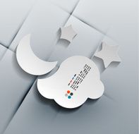 Vector 3d paper cloud and moon