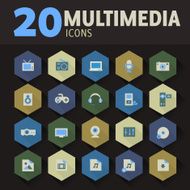 Hexagon multimedia icon set