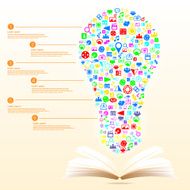 Light bulb social media with colorful education icon on book N2