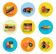 Flat long shadow infographic design set