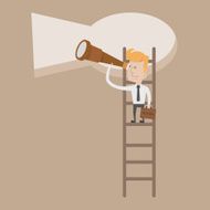 Businessman standing on ladder looking key way