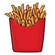 vector cartoon french fries in red carton