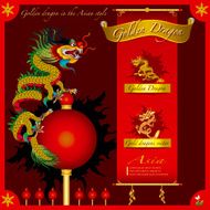 Golden Dragon on a red background infographic N2