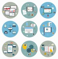 Flat icons for web and mobile business strategy concept mobile applications