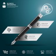 Vector Business pen with bulb Infographics step option N2