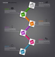 Time line info graphic colored square element template N2