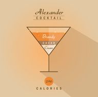 alexander cocktail with brandy recipe vector illustration