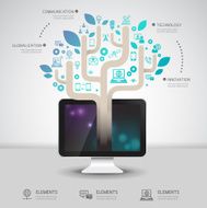 Vecotr Communication and Technology with computer infographic concept