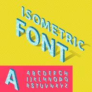 Isometric alphabet and grid font with geometric pattern Vector illustration