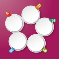 Five Info Labels With Numbers Circle Rectangle Purple Background