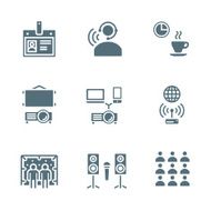 solid grey color conference concept icons