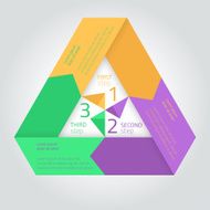 Flat infographic triangle template with arrows