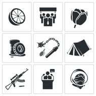 Orange Revolution Vector Icons Set